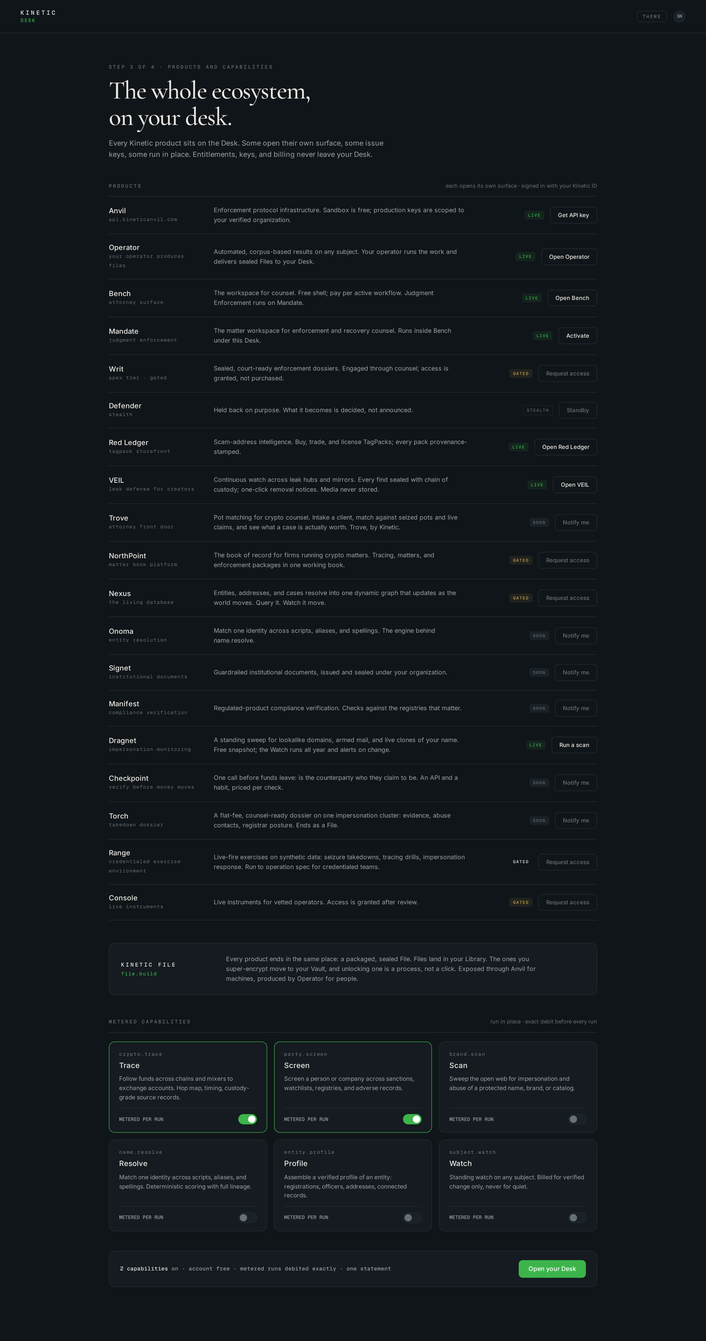 Products atlas screen